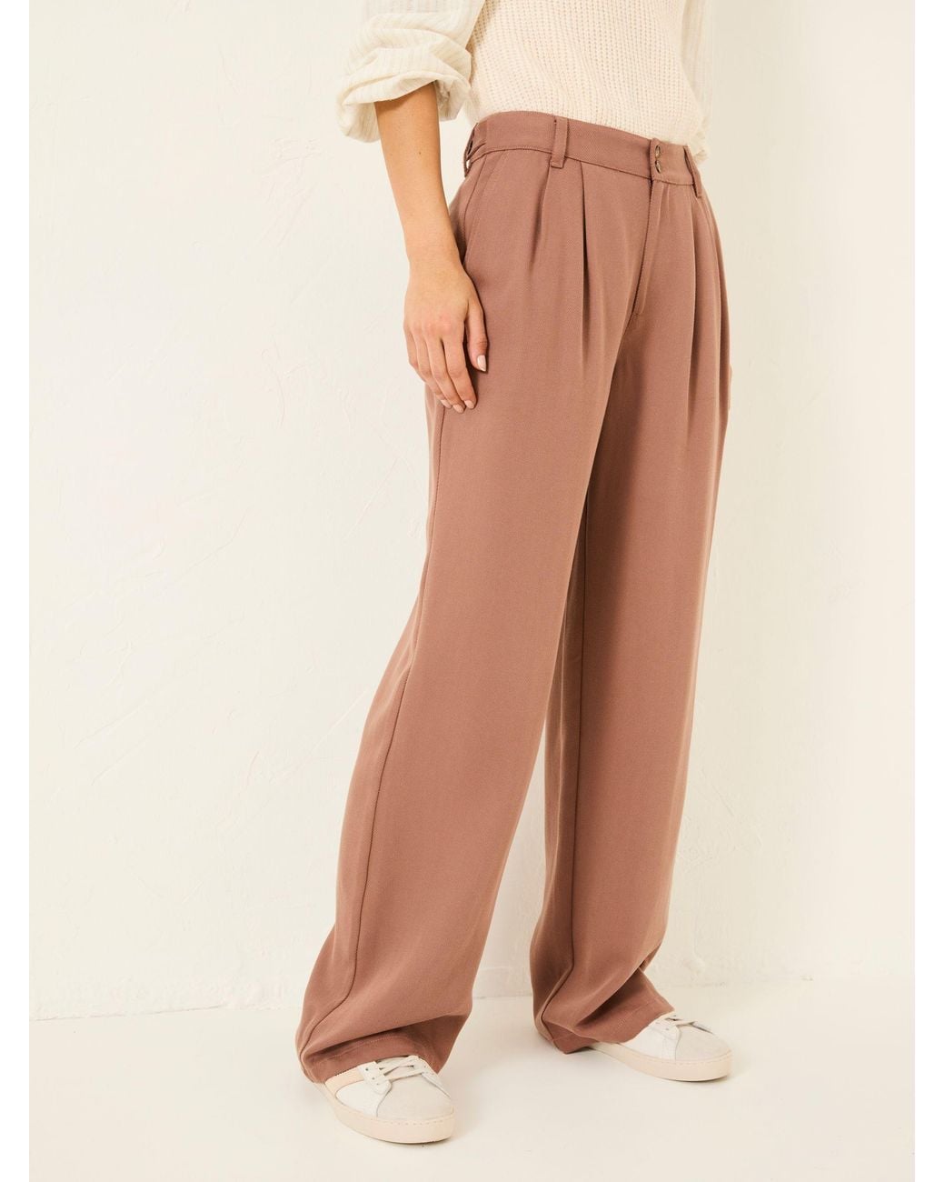 FatFace Natural Ginger Wide Leg Drape Trousers