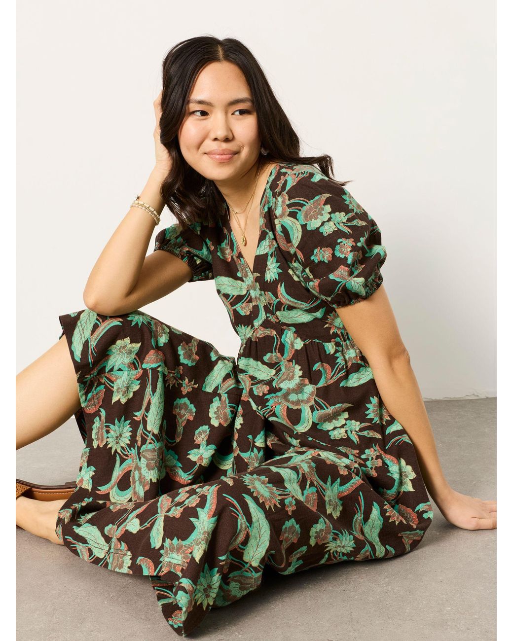 FatFace Green Fatface Remi Midi Dress