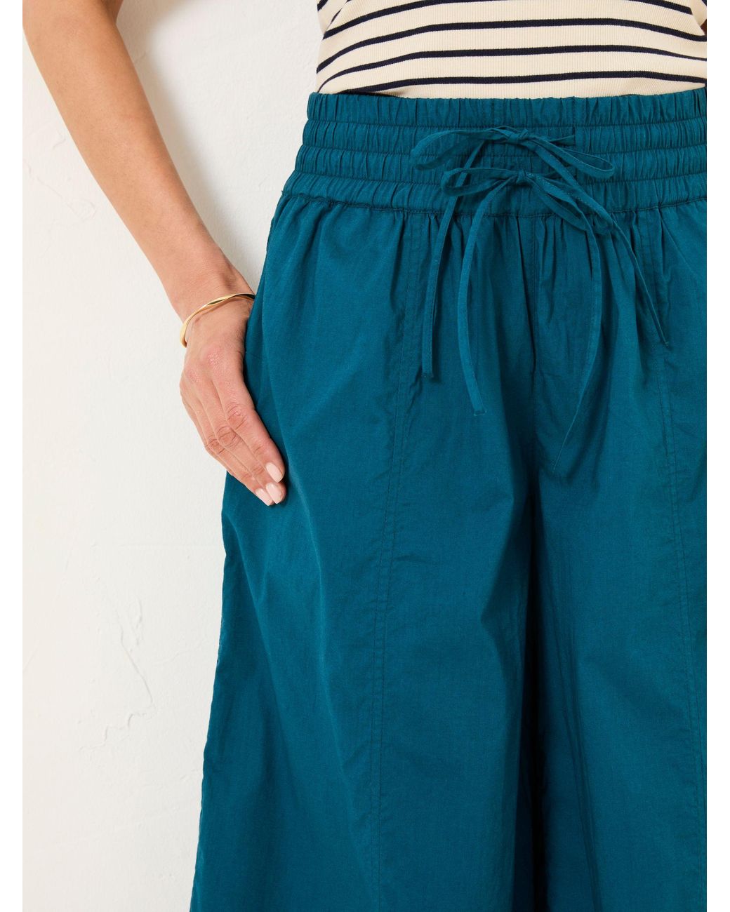 FatFace Blue Aubrey Wide Leg Crop Trouser