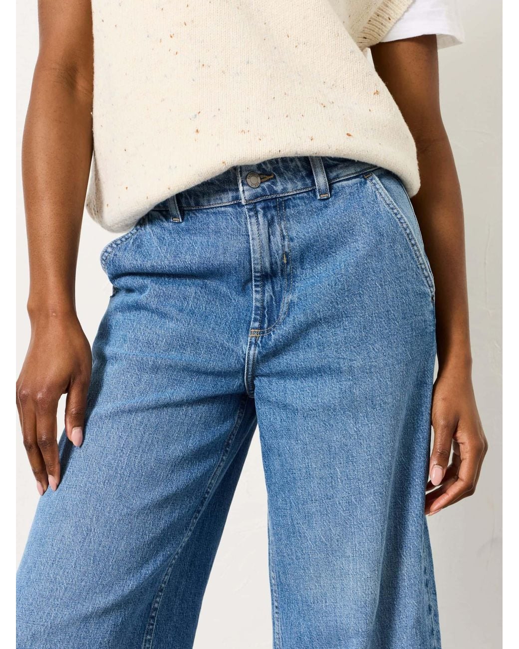 FatFace Blue Hove Wide Leg Crop Jeans