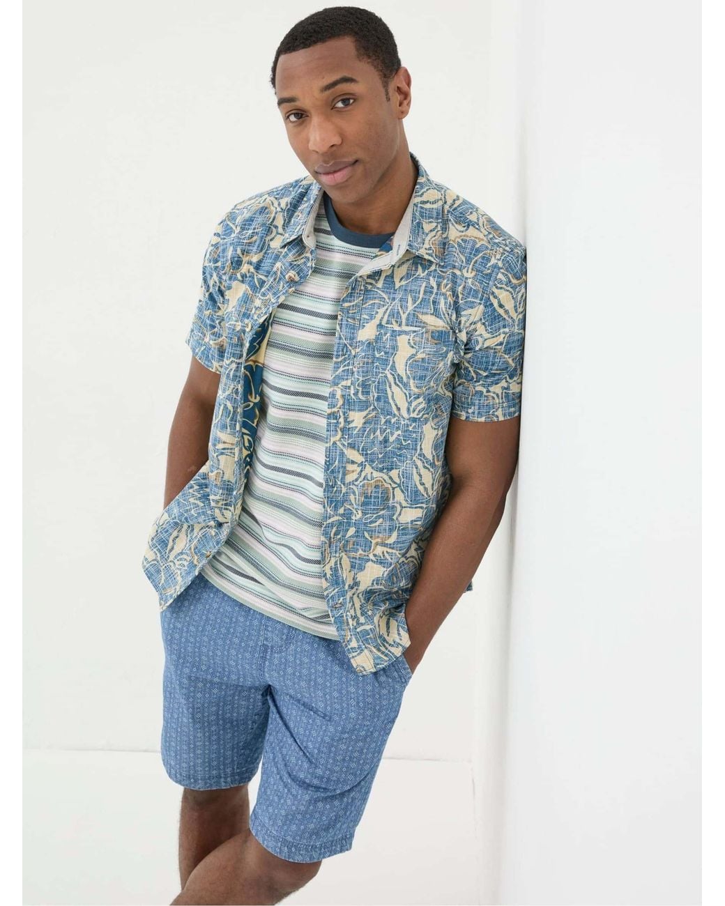 FatFace Blue Vintage Tropical Print Shirt for men