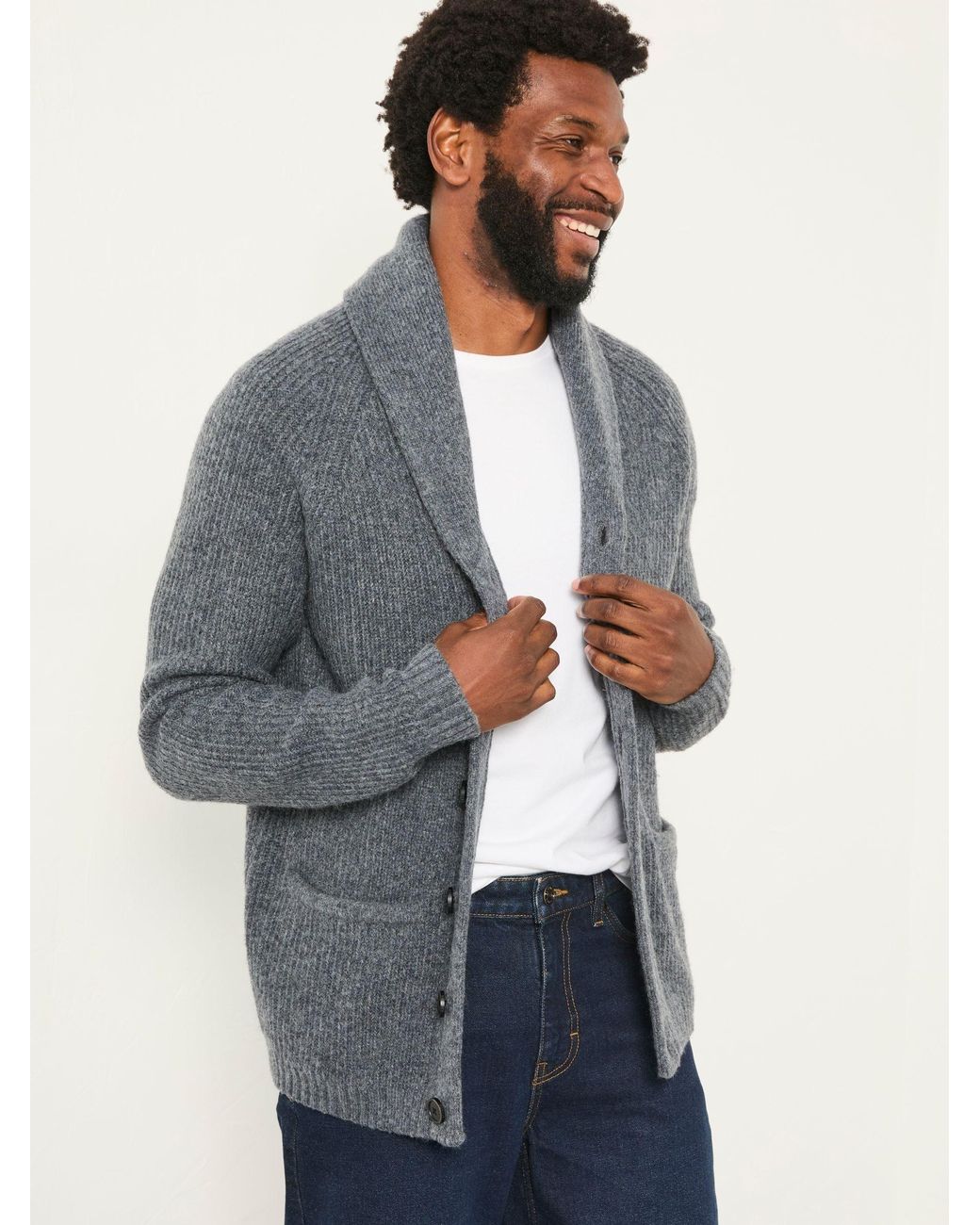FatFace Gray Calder Shawl Collar Knitted Cardigan for men