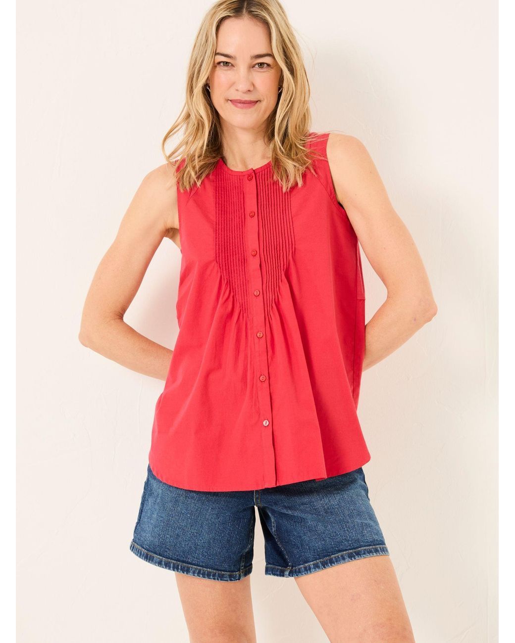 FatFace Red Lauren Longline Top