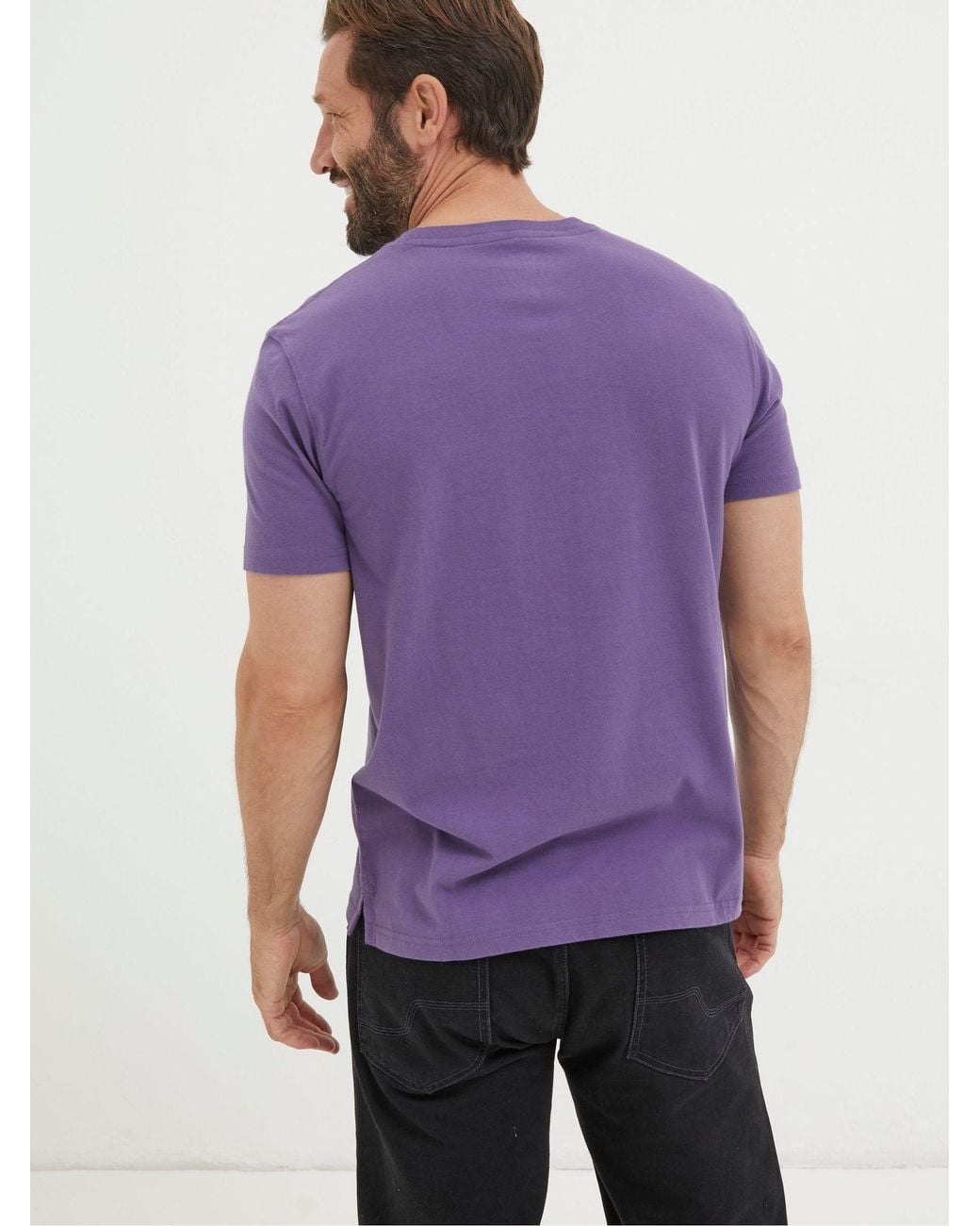 FatFace Purple Lulworth Organic Crew T-Shirt for men