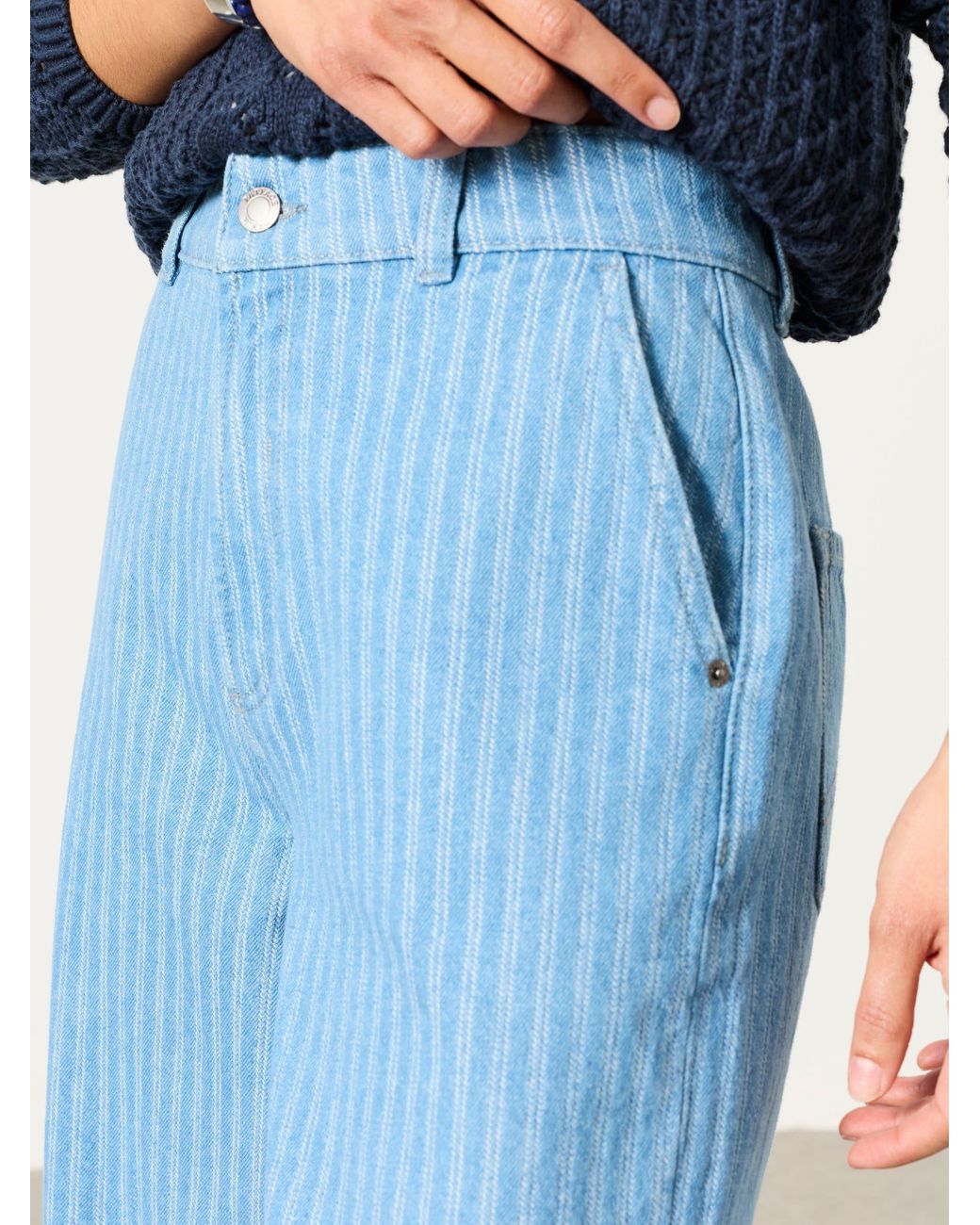 FatFace Blue Hove Wide Leg Crop Jeans