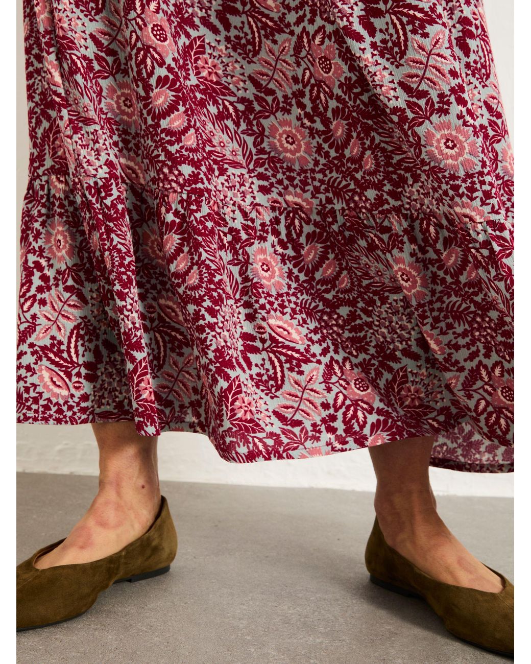FatFace Red Anika Midi Skirt