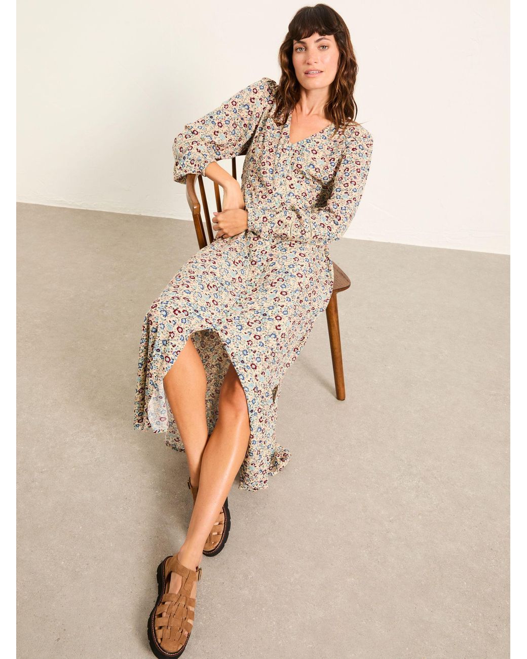 FatFace Natural Fatface Solene Petite Midi Dress