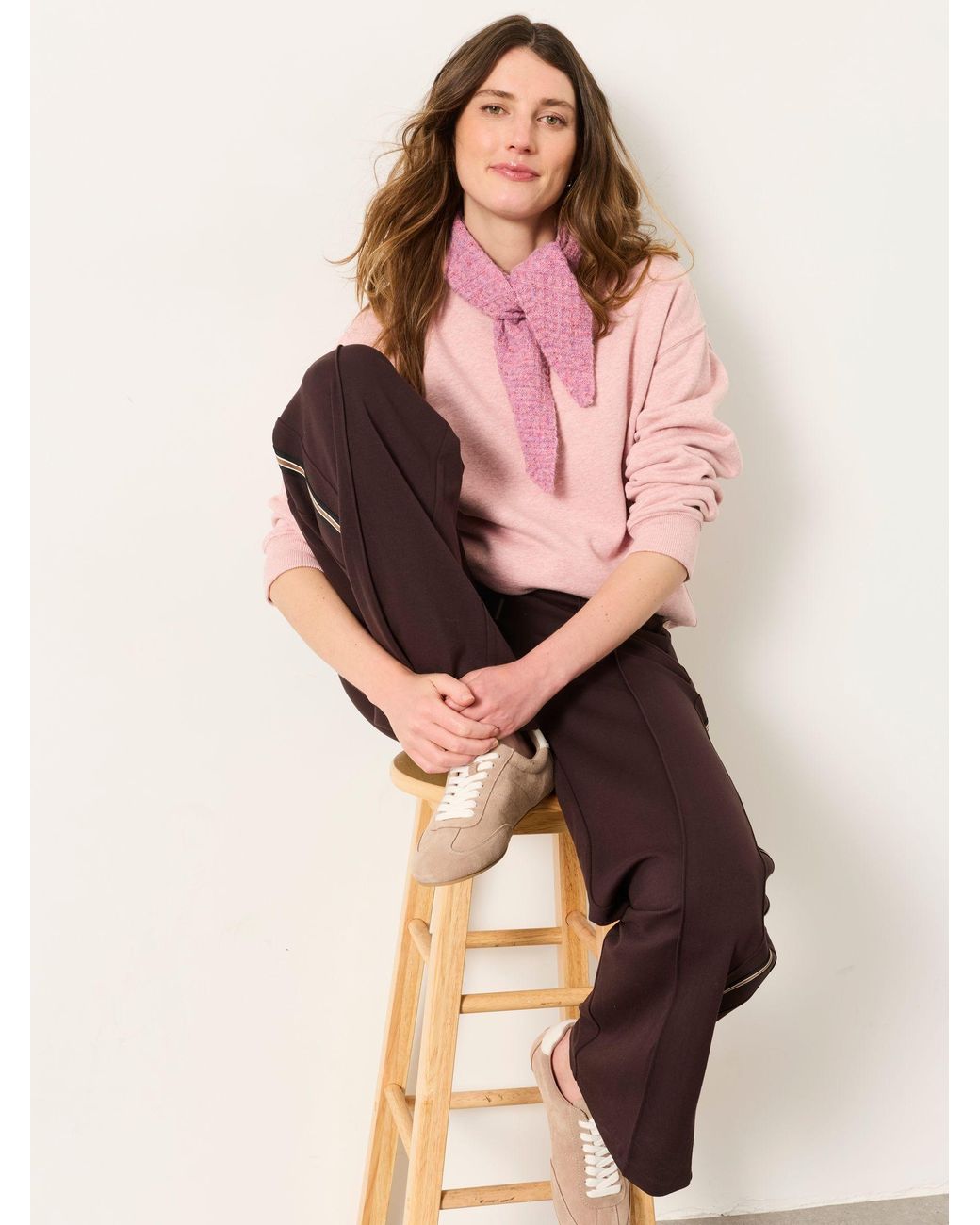 FatFace Brown Ely Petite Side Stripe Trousers