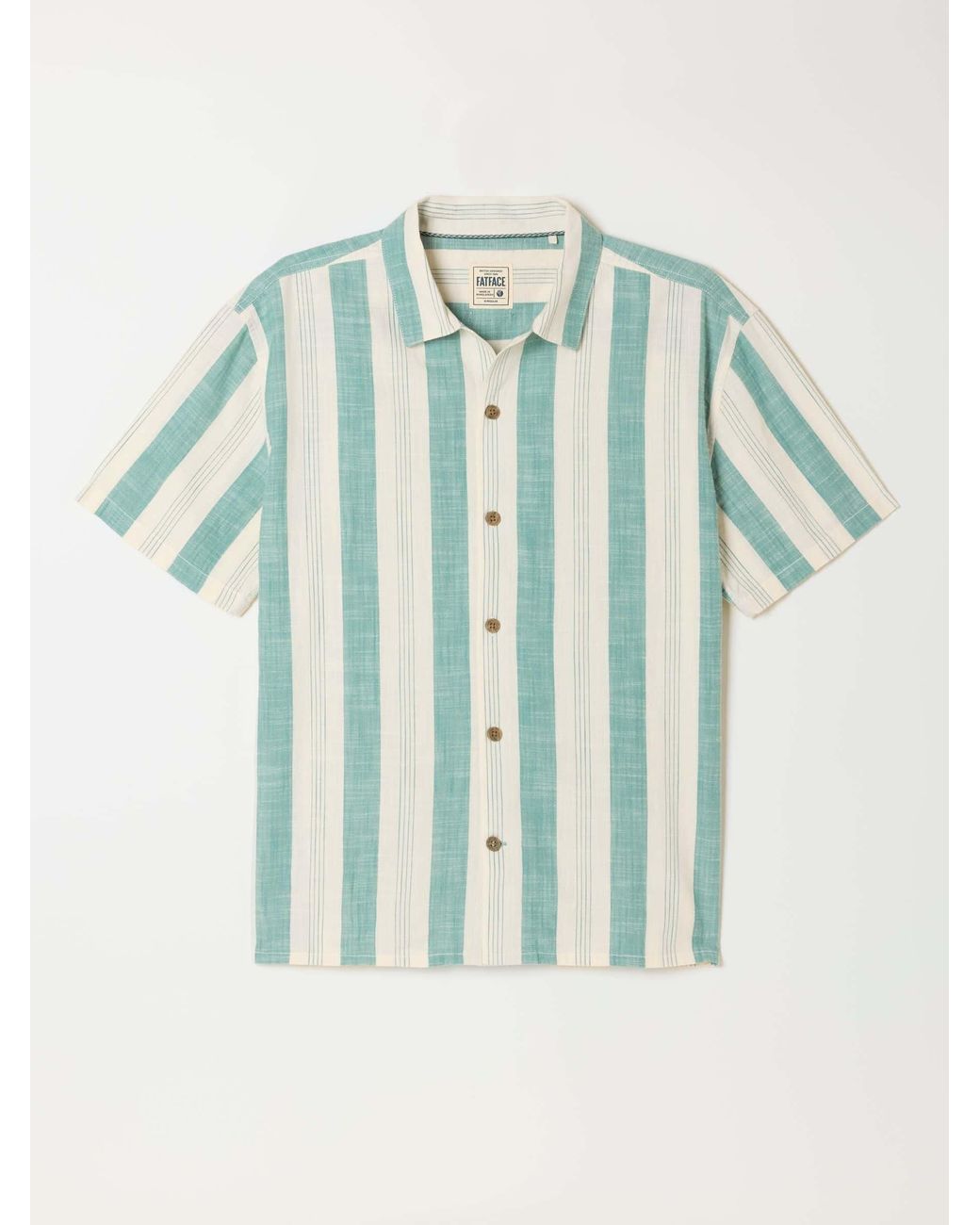 FatFace Blue Short Sleeve Relaxed Fit Cove Wide Stripe Shirt for men