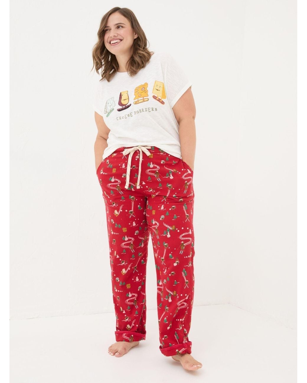 FatFace Red Christmas Eva Food Pyjama Bottoms