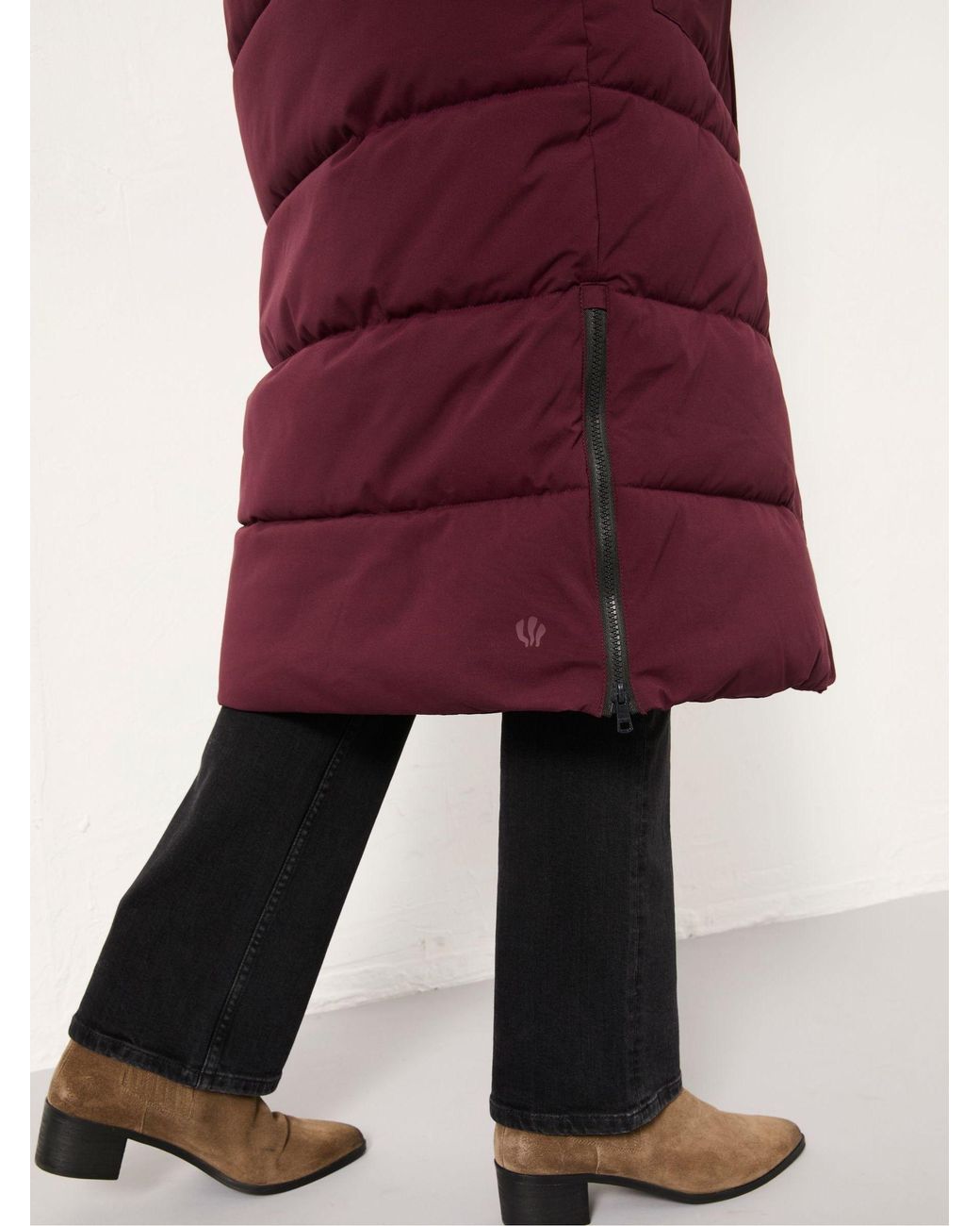 FatFace Red Harley Longline Puffer Coat