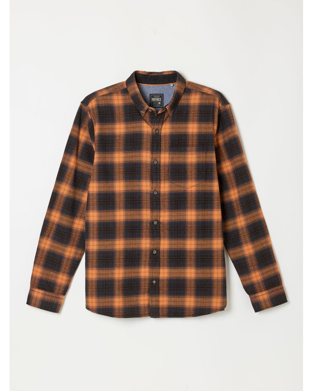FatFace Orange Long Sleeve York Check Shirt for men