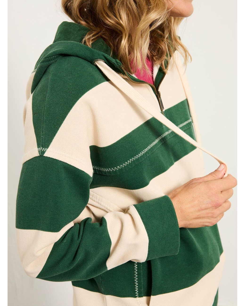FatFace Green Airlie 1988 Stripe Hoodie