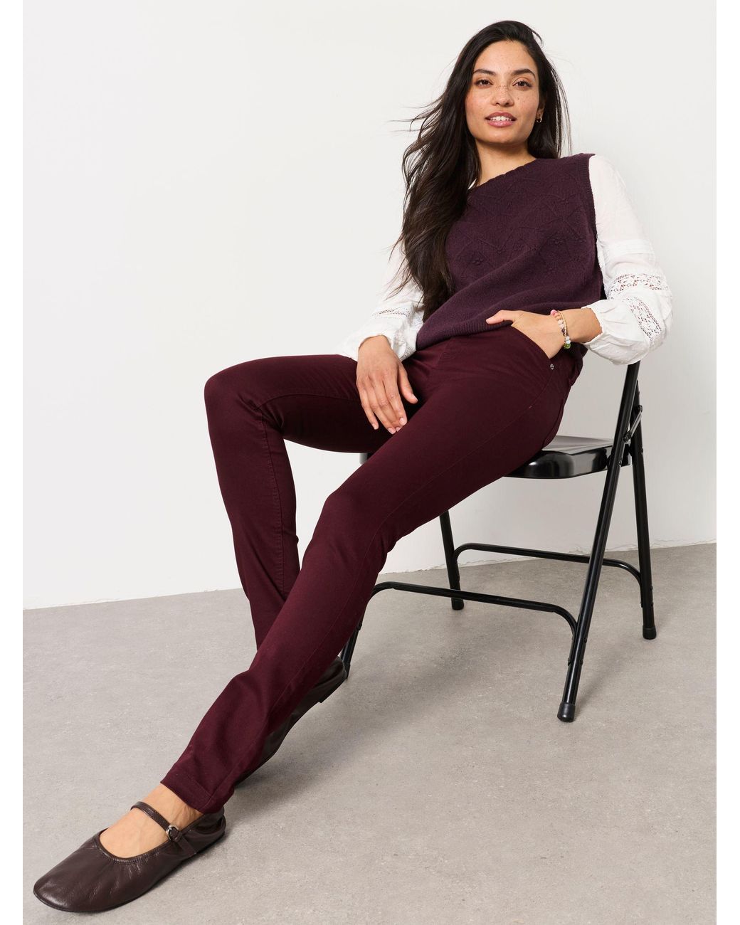 FatFace Red Fatface Hayle Burgundy Petite Five Pocket Jeggings