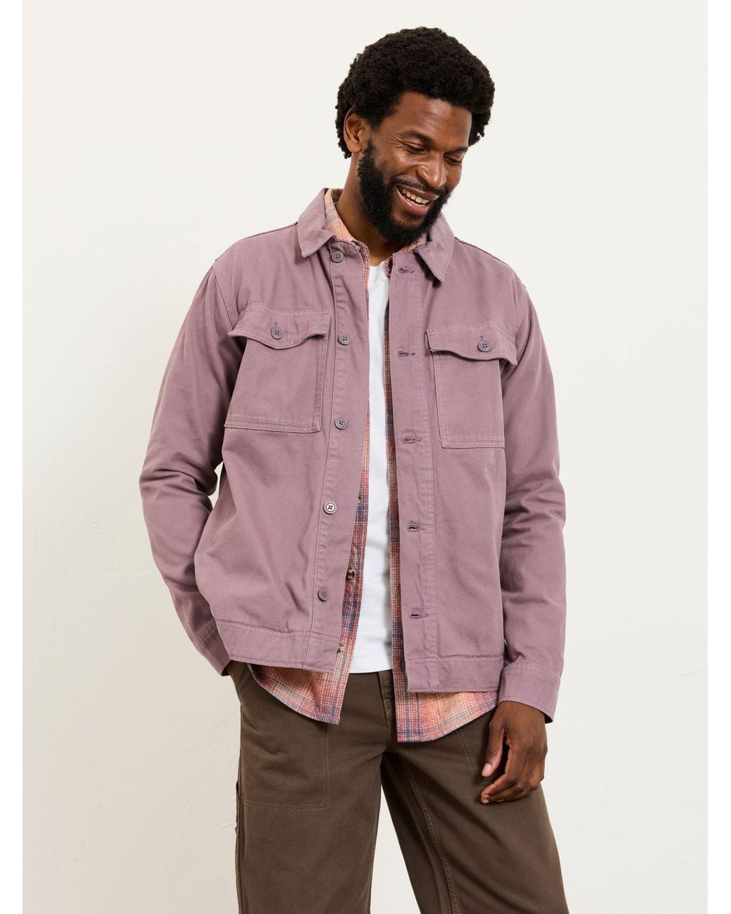 FatFace Pink Canvas Two Pocket Worker Jacket for men
