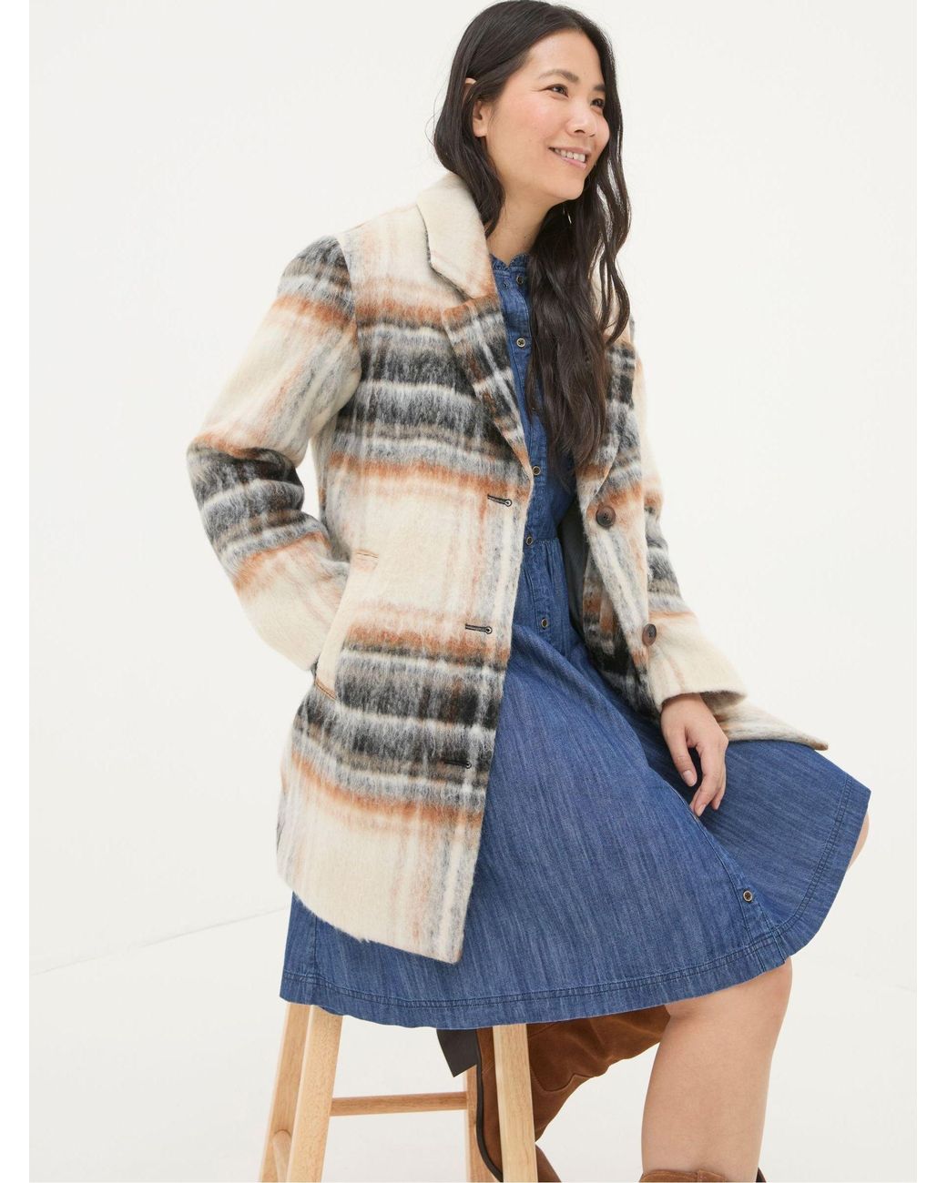 FatFace Natural Marin Wool Blend Coat