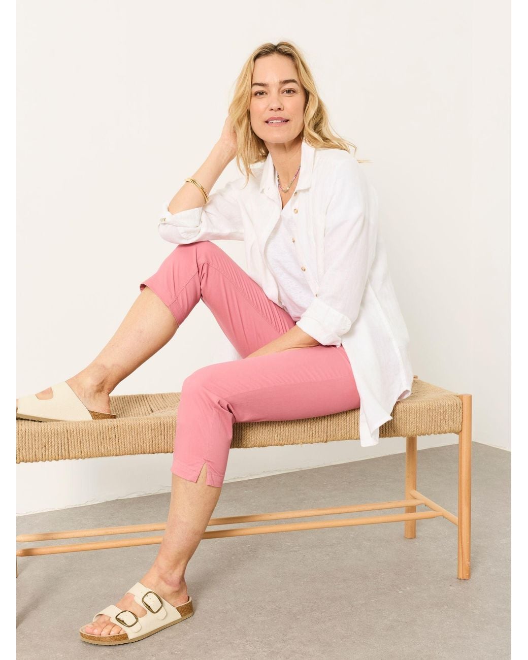 FatFace Pink Farnham Crop Chino