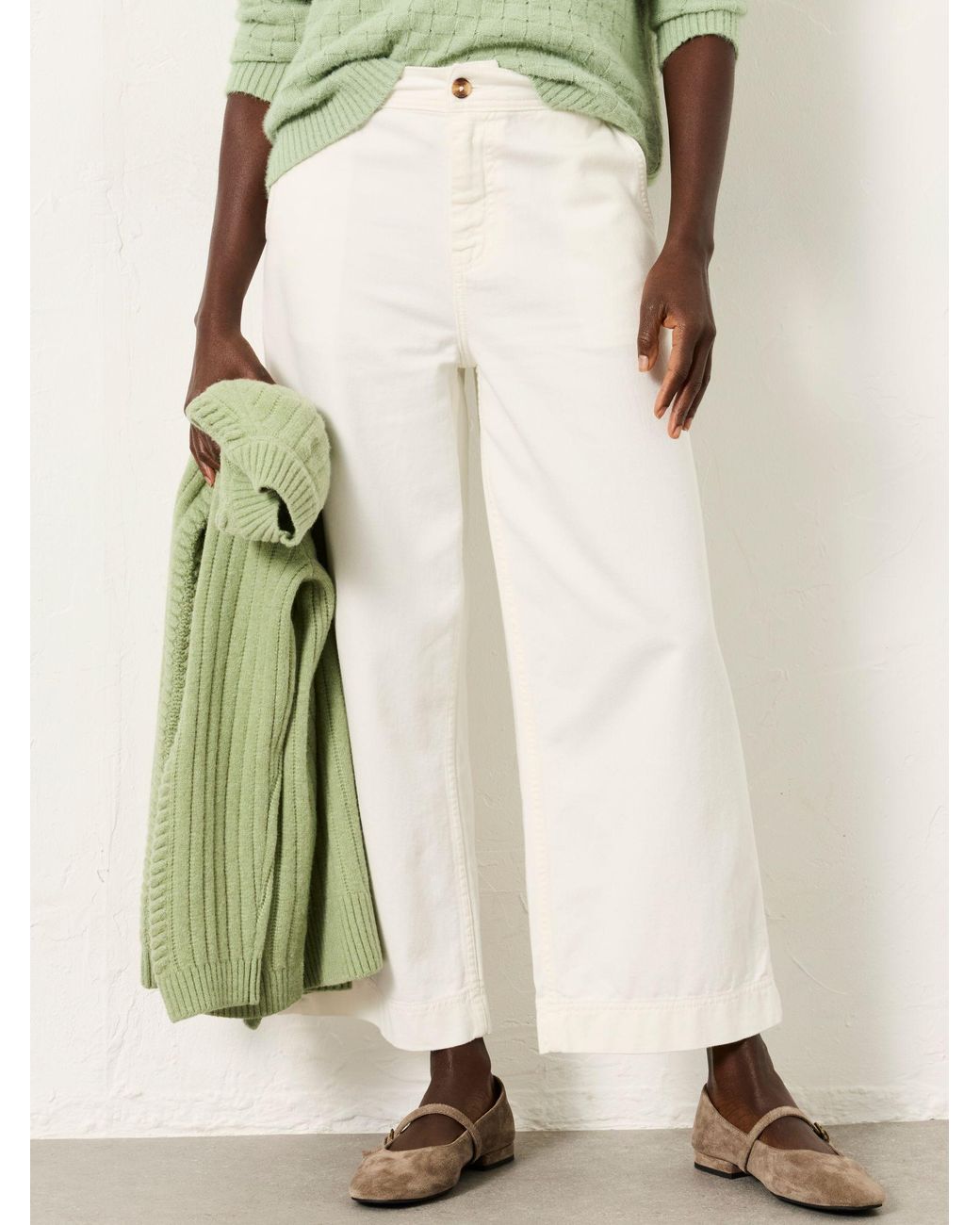 FatFace Natural Fatface Hove Wide Leg Cropped Trousers