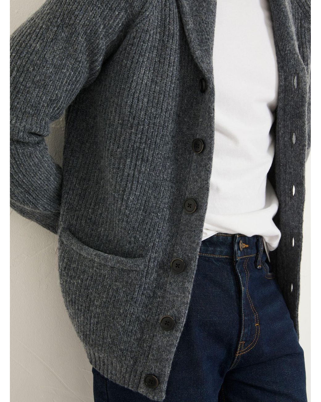 FatFace Gray Calder Shawl Collar Knitted Cardigan for men