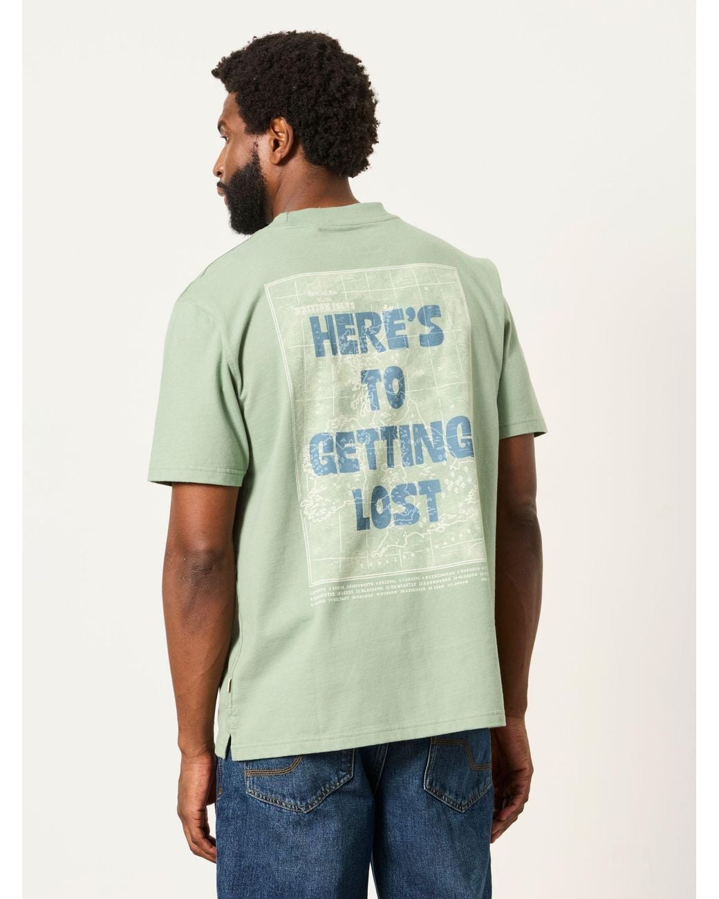 FatFace Green Relaxed Fit Getting Lost Graphic T-Shirt for men