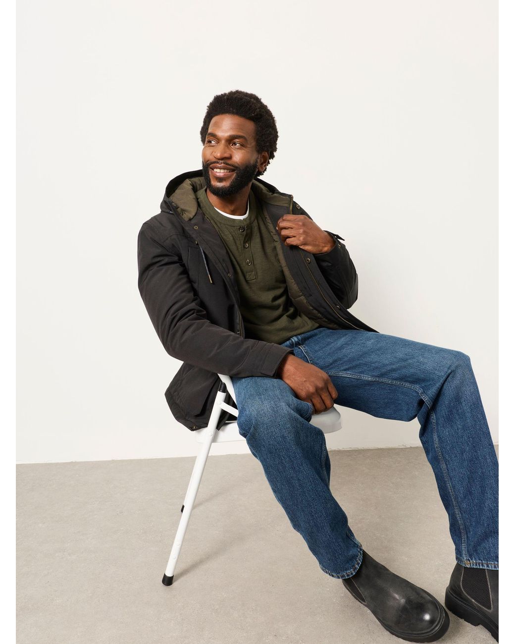 FatFace Green Woodside Long Sleeve Henley Top for men