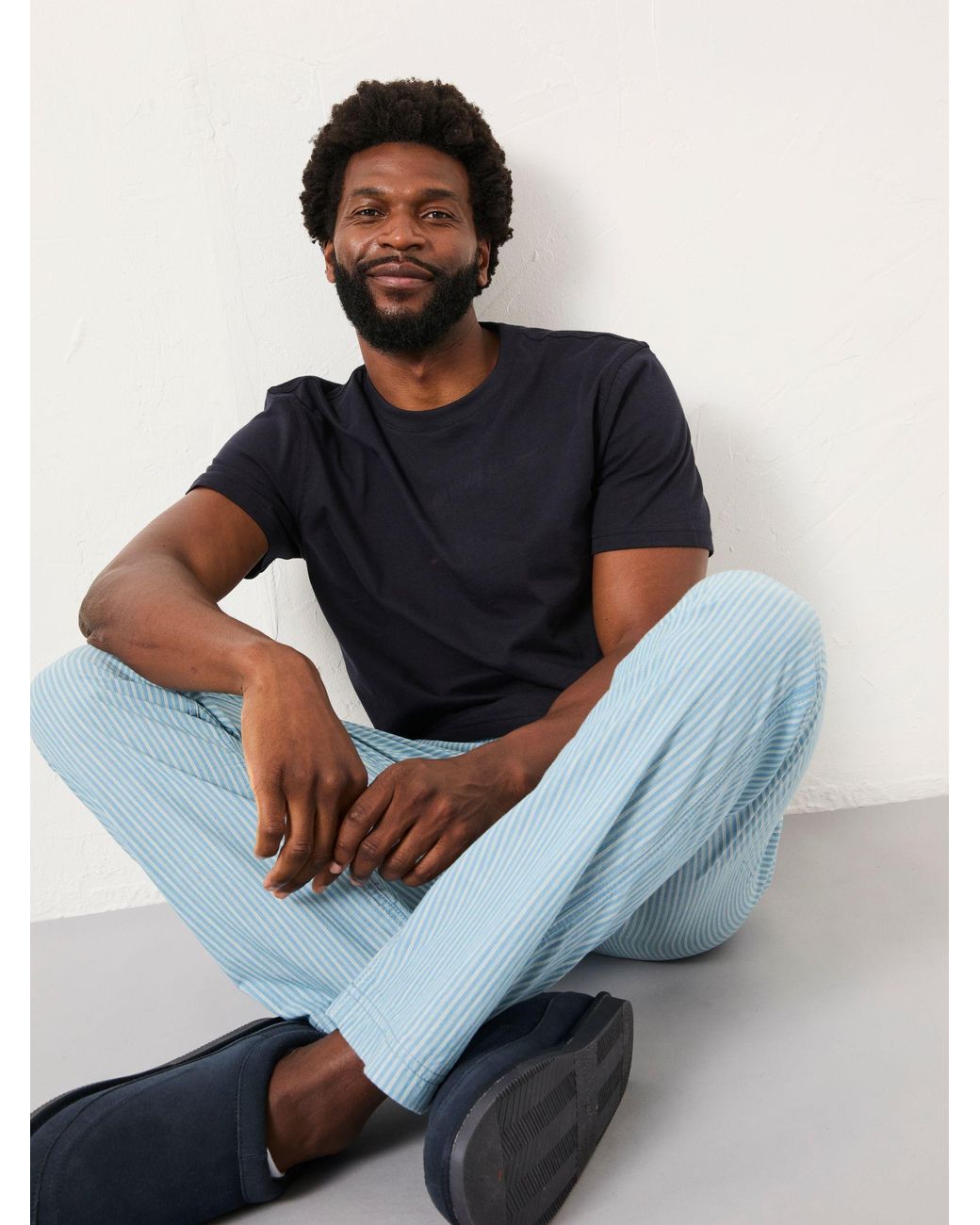 FatFace Blue Seil Stripe Trouser Pyjama Set for men