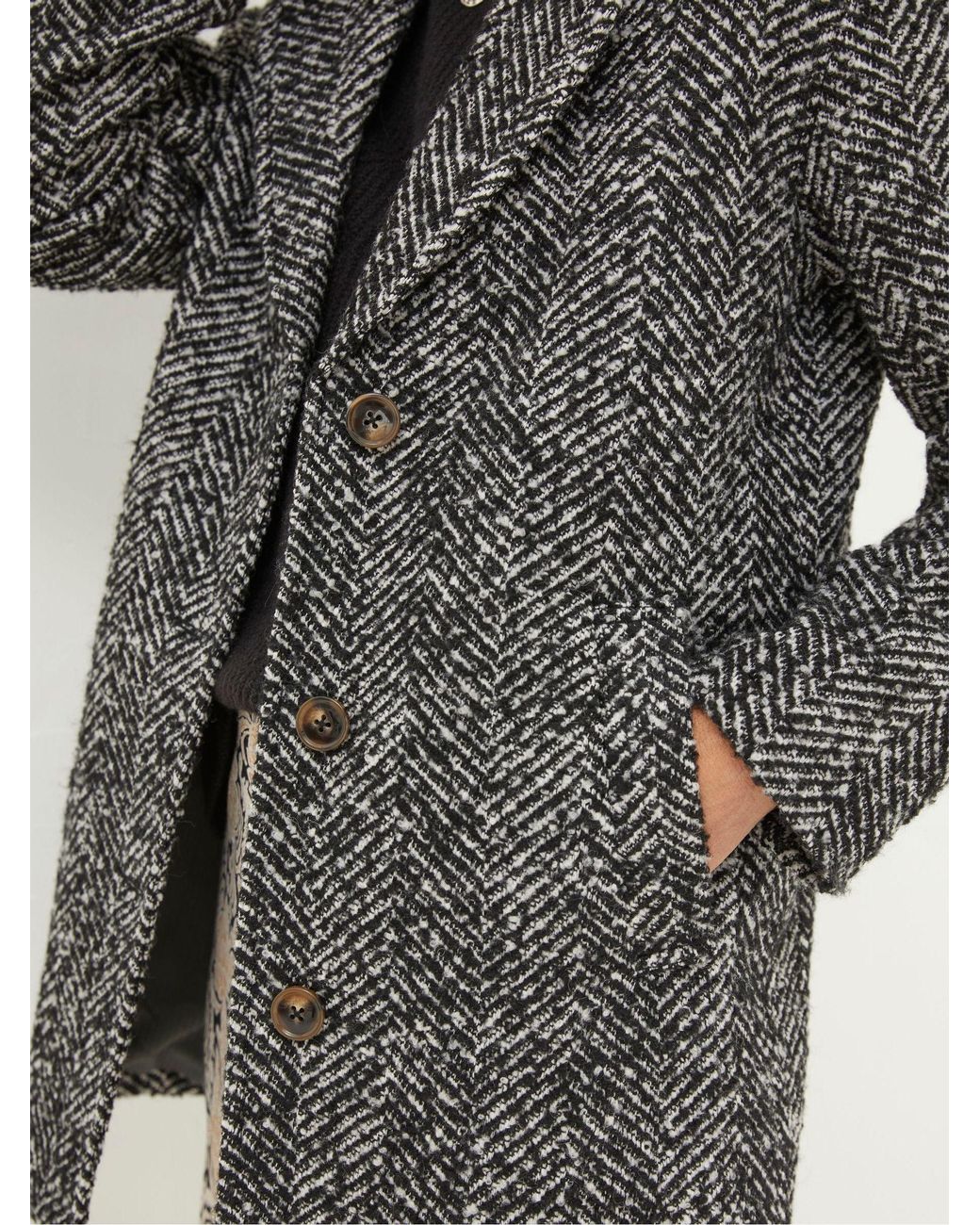 FatFace Gray Marin Wool Blend Coat