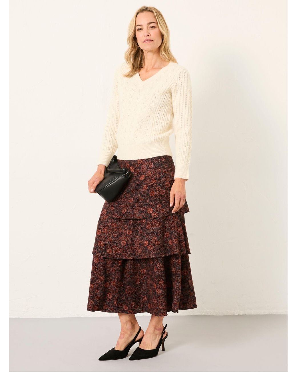 FatFace Brown Tonia Midi Skirt