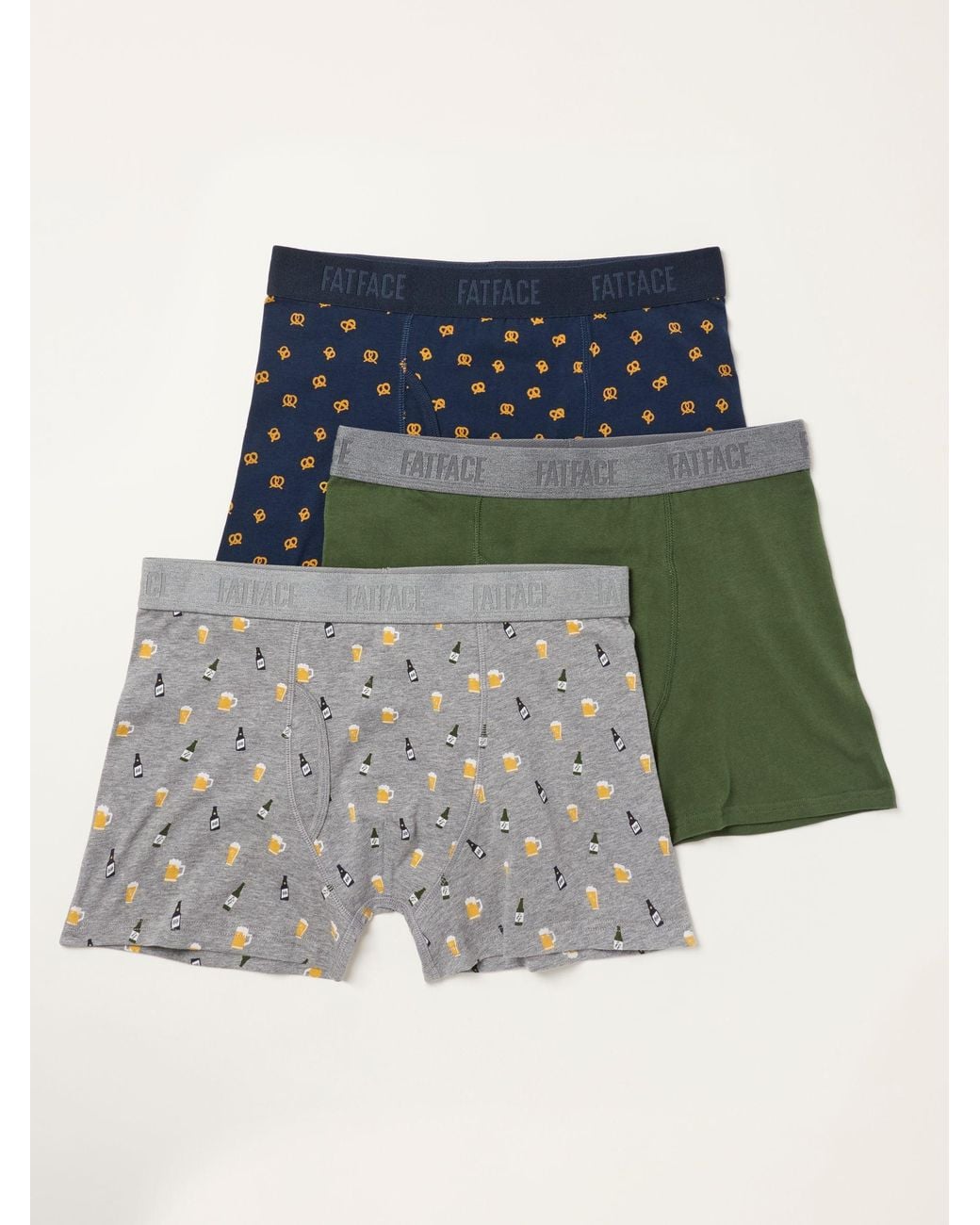 FatFace Blue Fatface 3 Pack/ Print Boxers for men