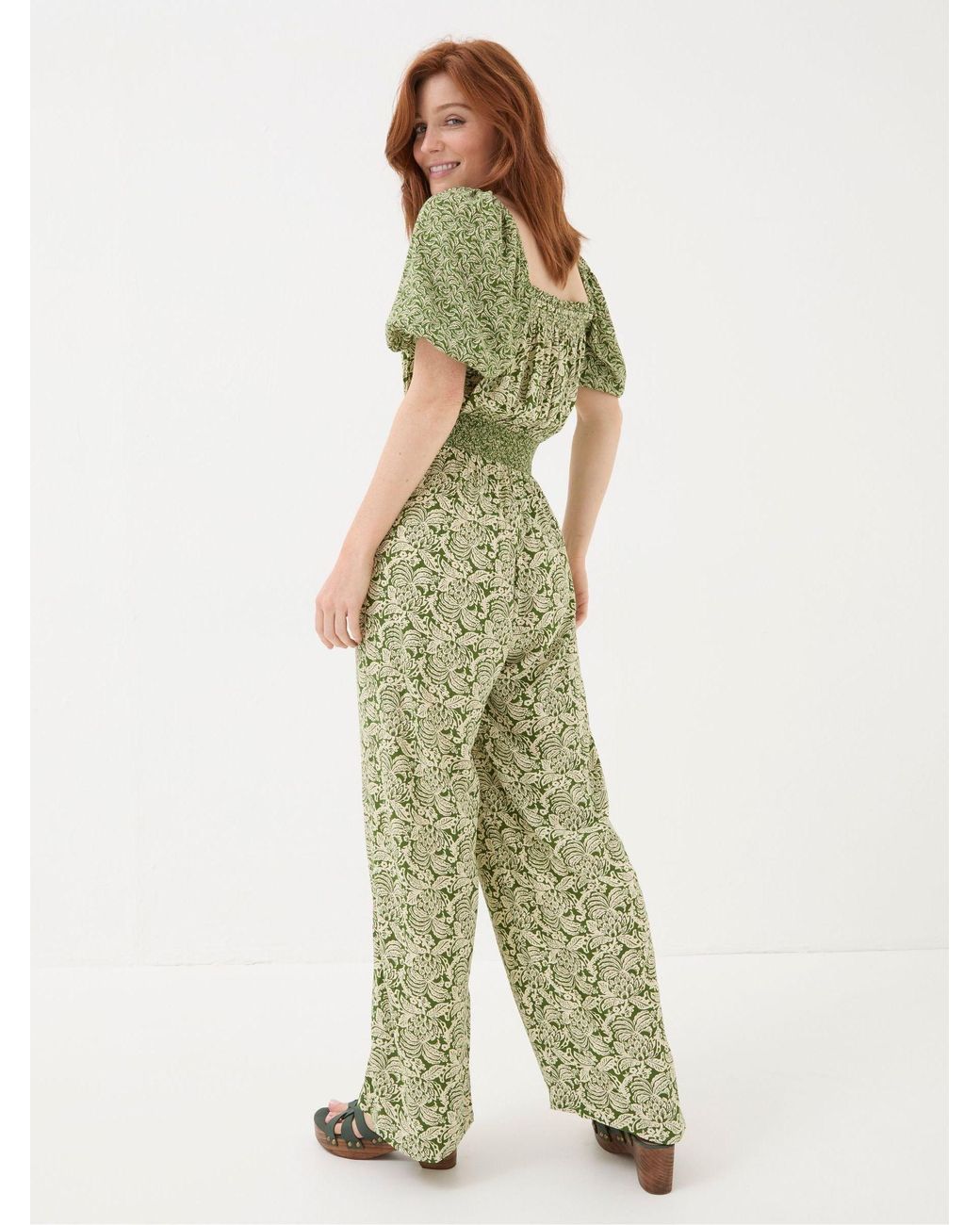 FatFace Green Eva Damask Floral Jumpsuit