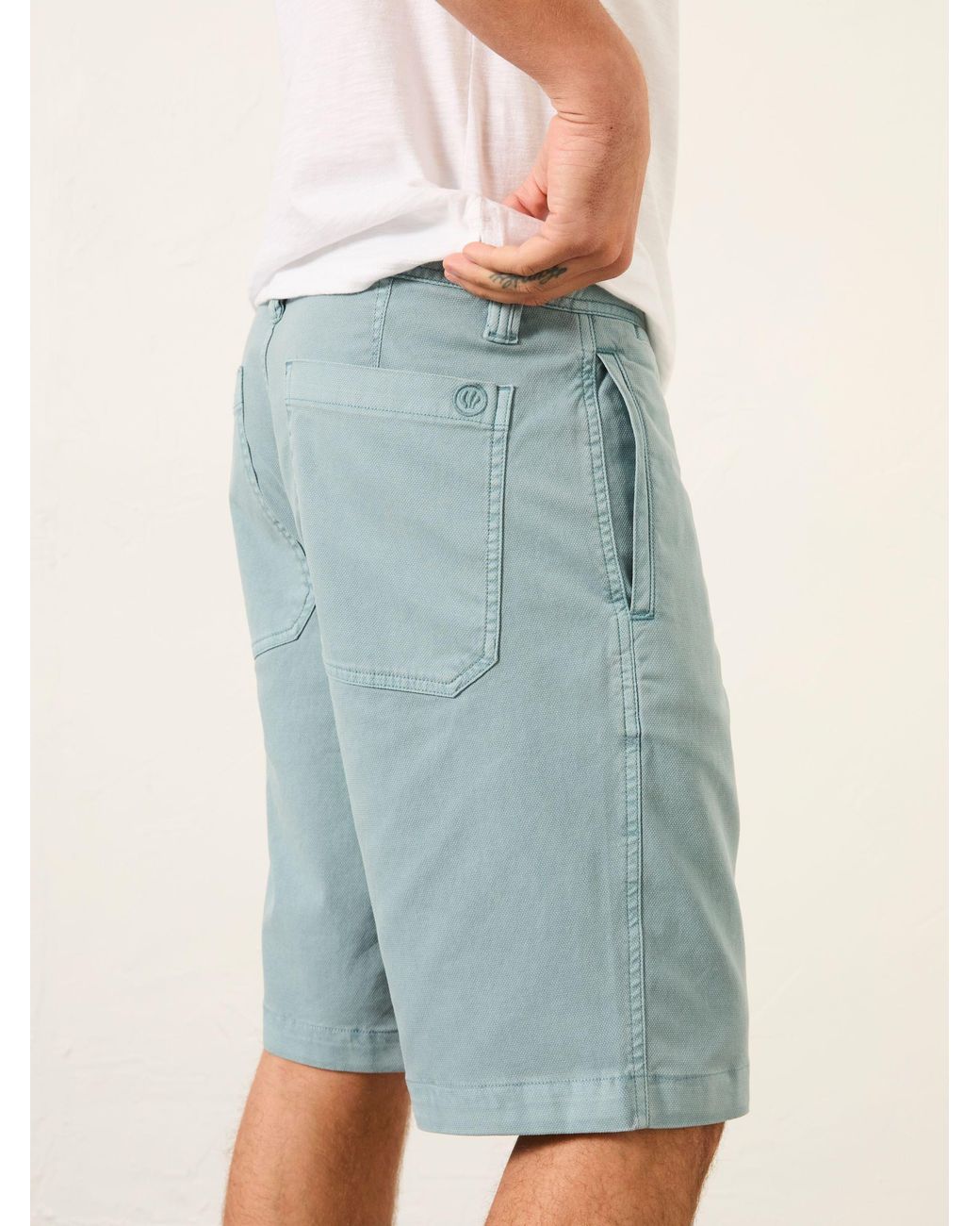 FatFace Blue Stow Garment Dye Chino Shorts for men