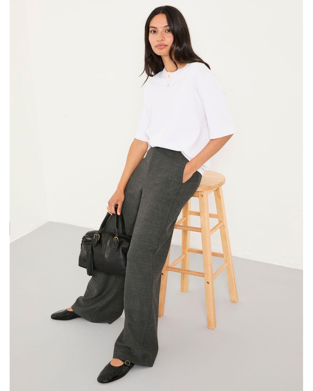 FatFace White Preseley Wide Leg Trousers