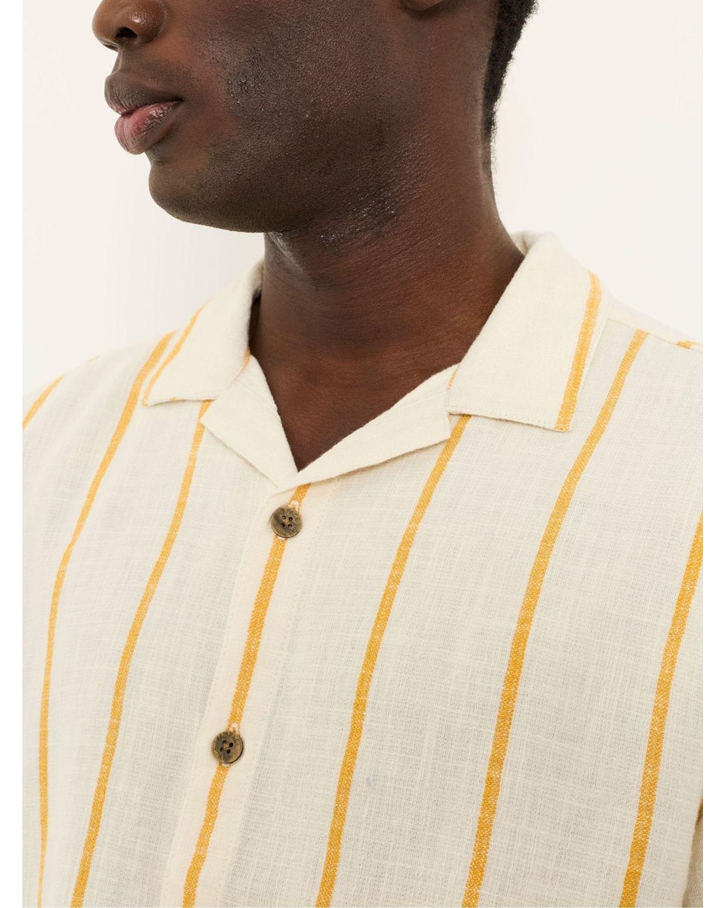 FatFace Blue Short Sleeve Relaxed Fit Brue Wide Stripe Shirt for men