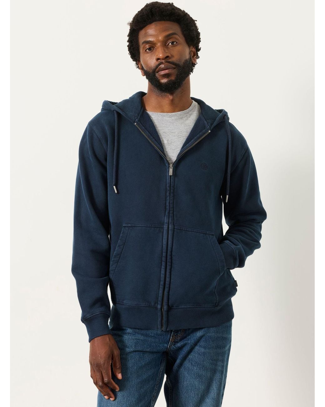 FatFace Blue Hayle Zip Through Hoodie for men