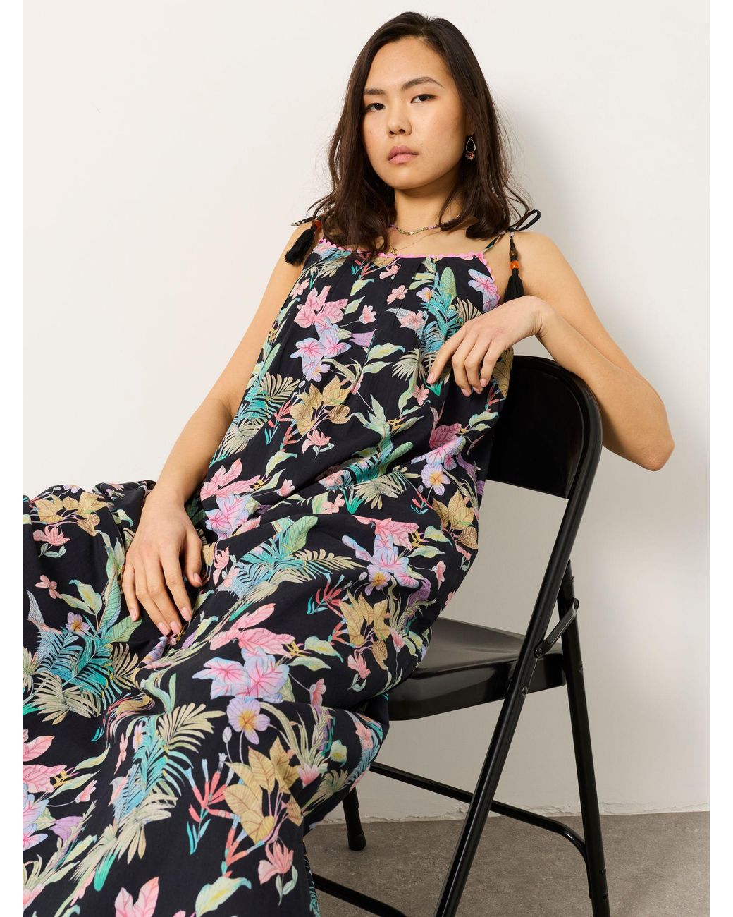 FatFace Multicolor Bea Petite Tassel Tie Strap Maxi Dress