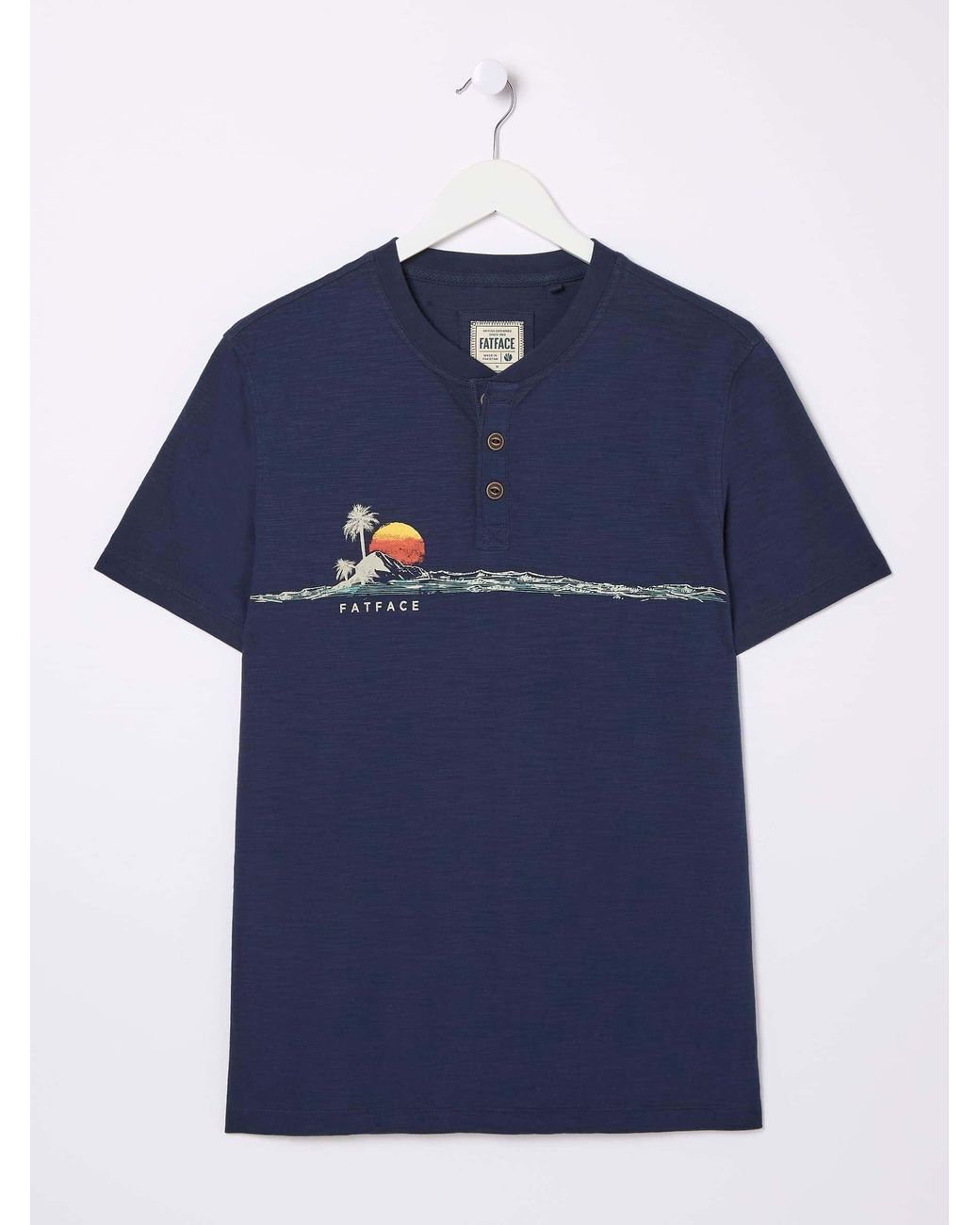 FatFace Blue Chest Stripe Oasis Henley T-Shirt for men