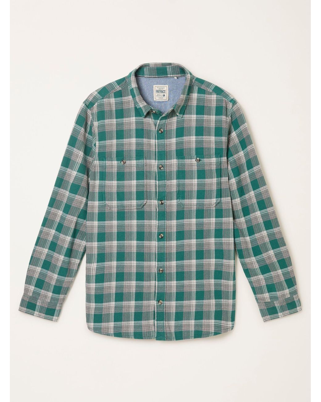FatFace Green Penley Long Sleeve Check Shirt for men