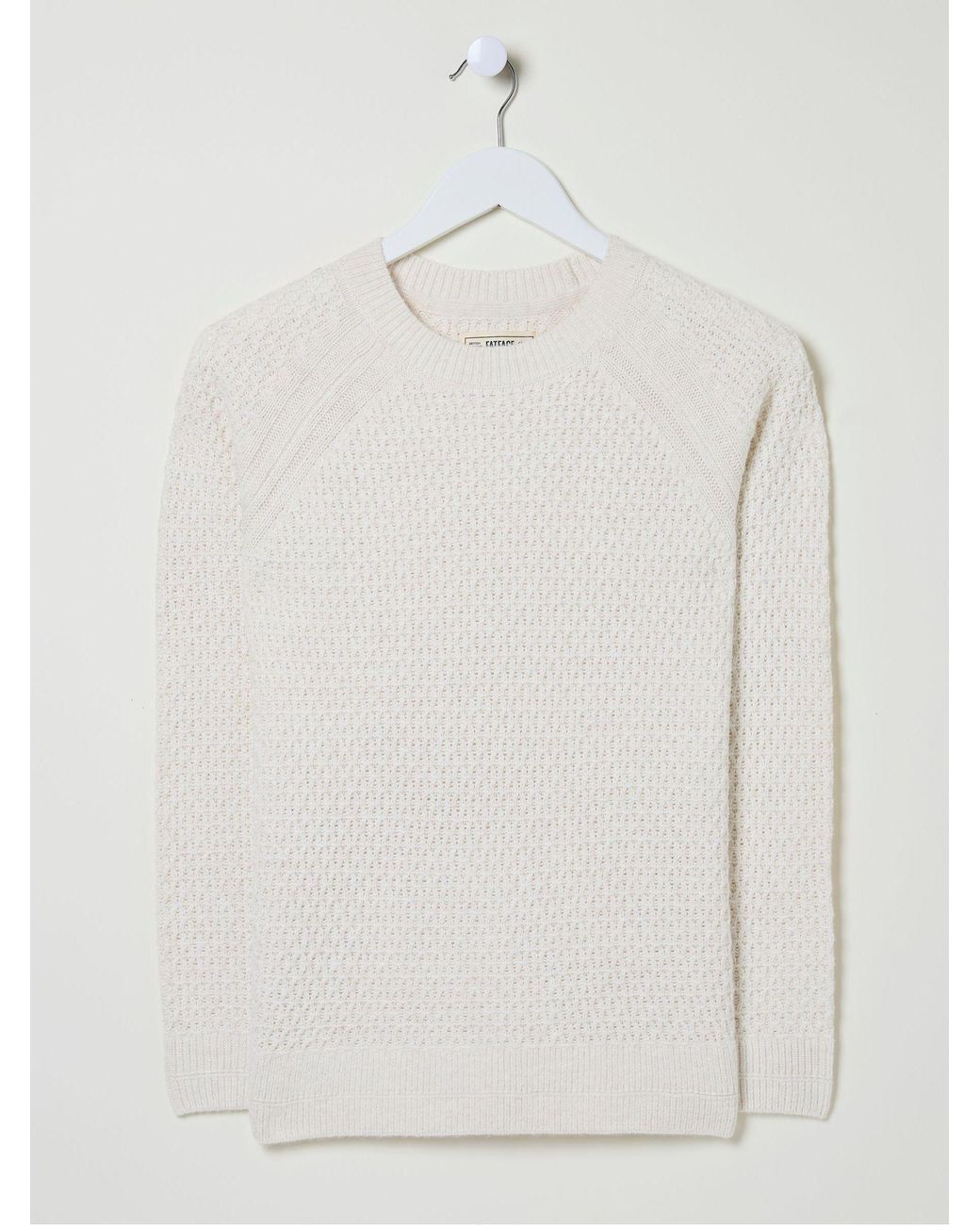 FatFace White Ella Textured Jumper