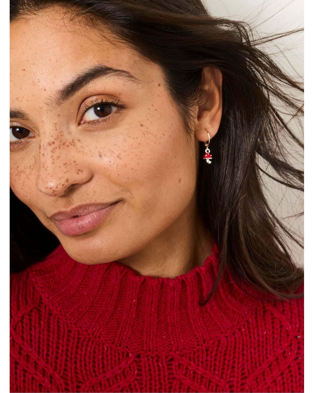 FatFace Red Toadstool Drop Earrings