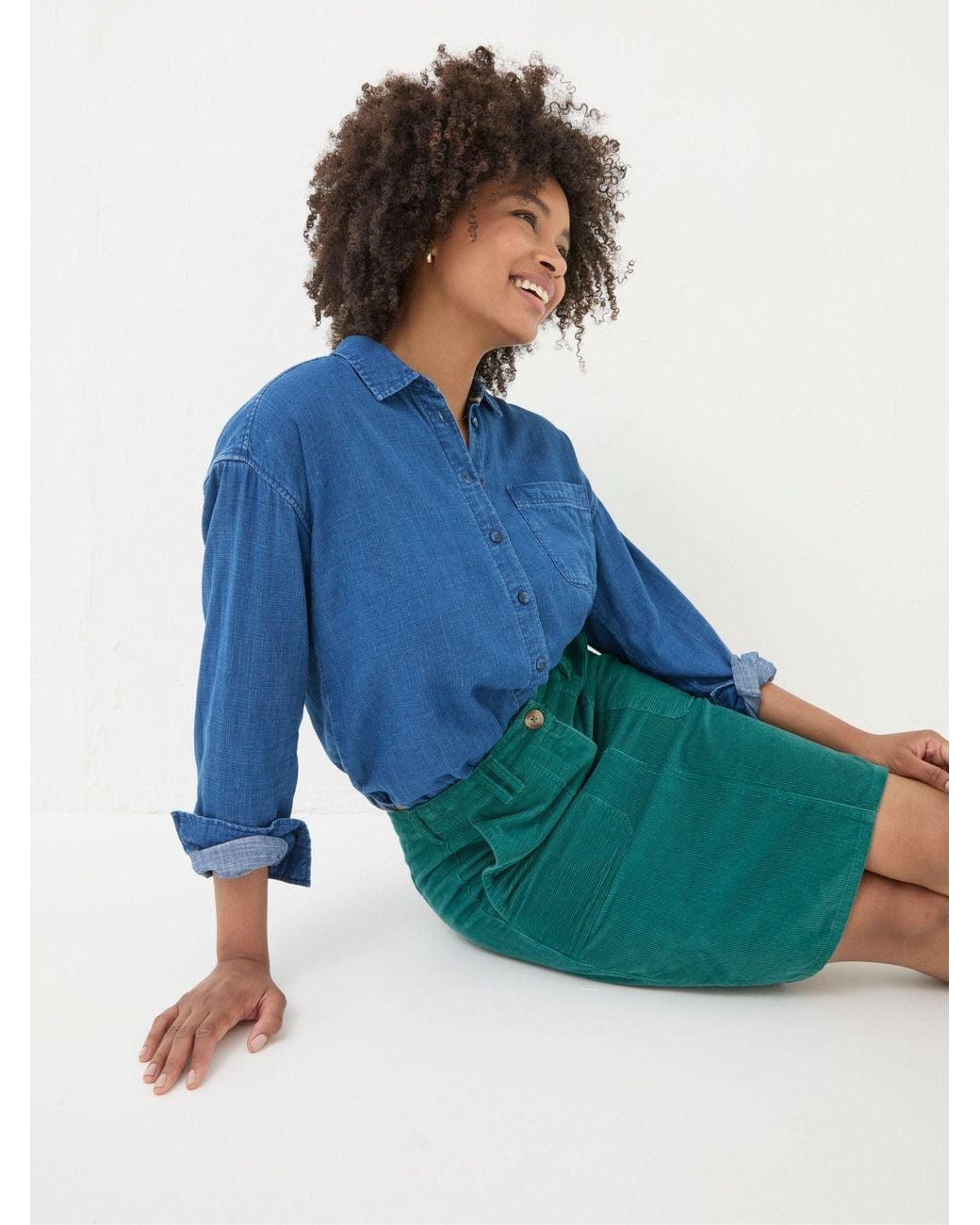 FatFace Blue Chesil Cord Skirt