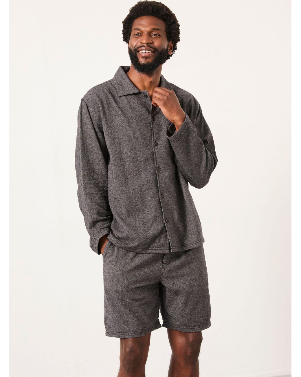FatFace Gray Brushed Twill Pyjama Shorts for men