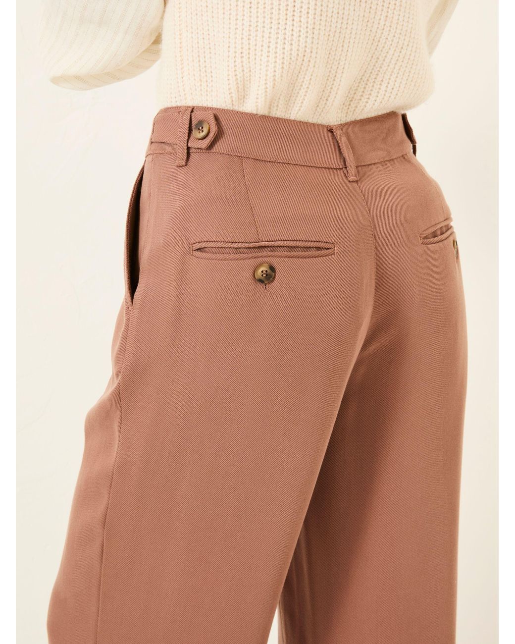 FatFace Natural Ginger Wide Leg Drape Trousers