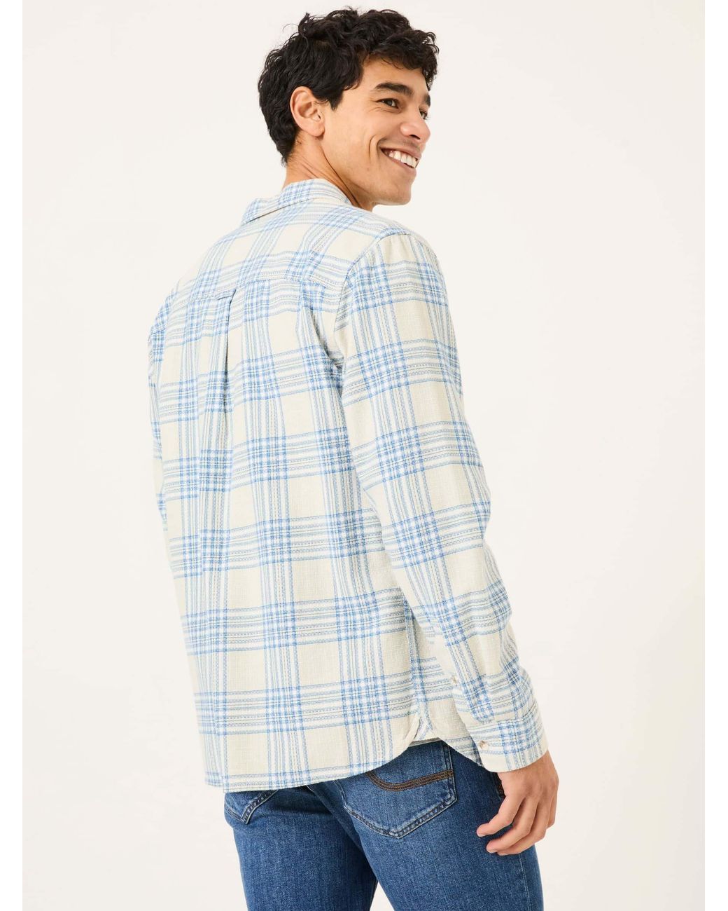 FatFace White Long Sleeve Hove Check Shirt for men