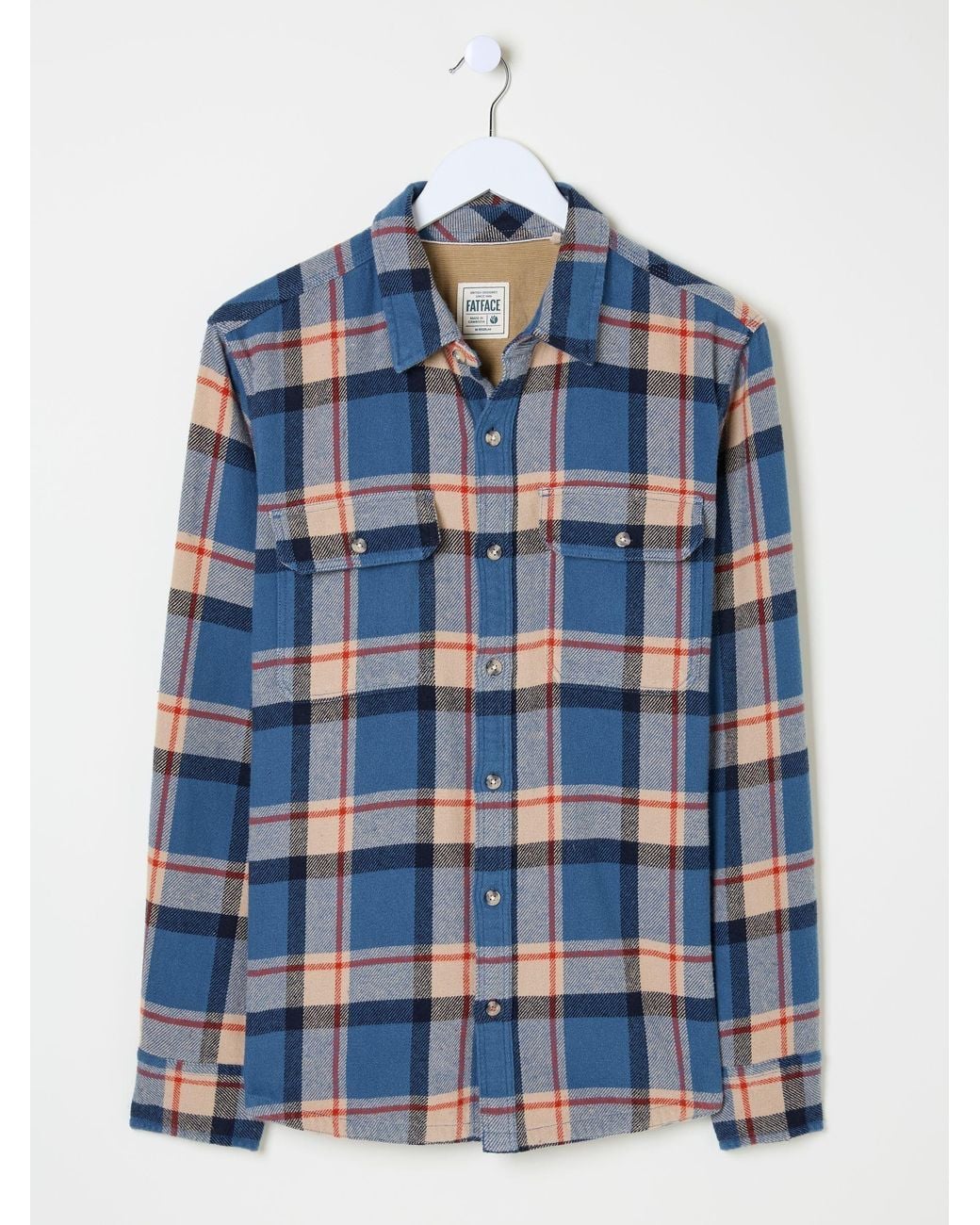 FatFace Gray Long Sleeve Borne Check 100% Cotton Shirt for men
