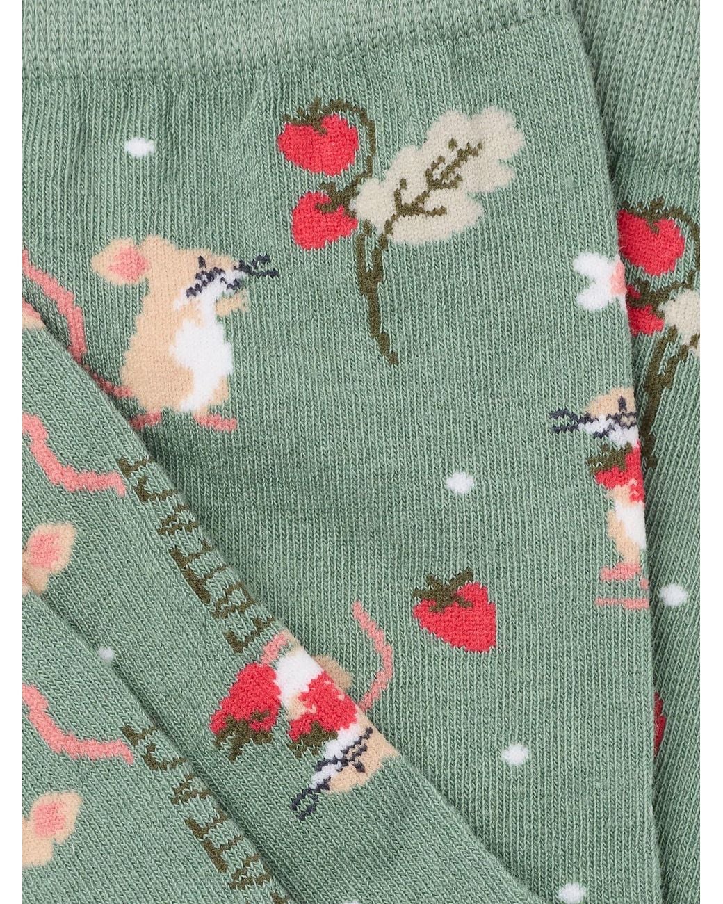 FatFace Green Fatface Strawberry Mouse Socks