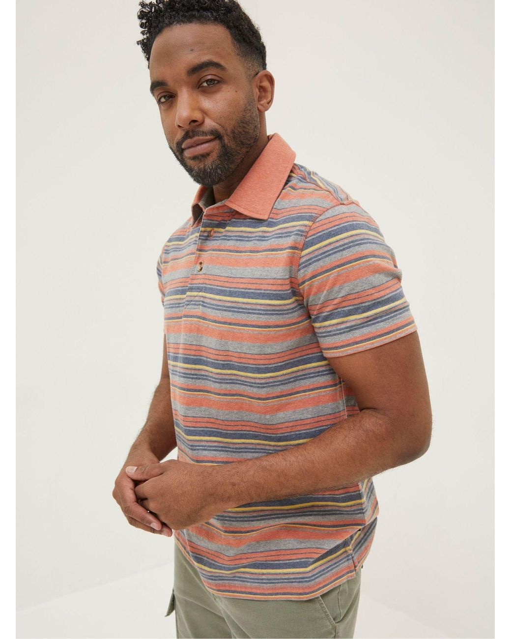 FatFace Brown Fatface Penzance Stripe Polo Shirt for men