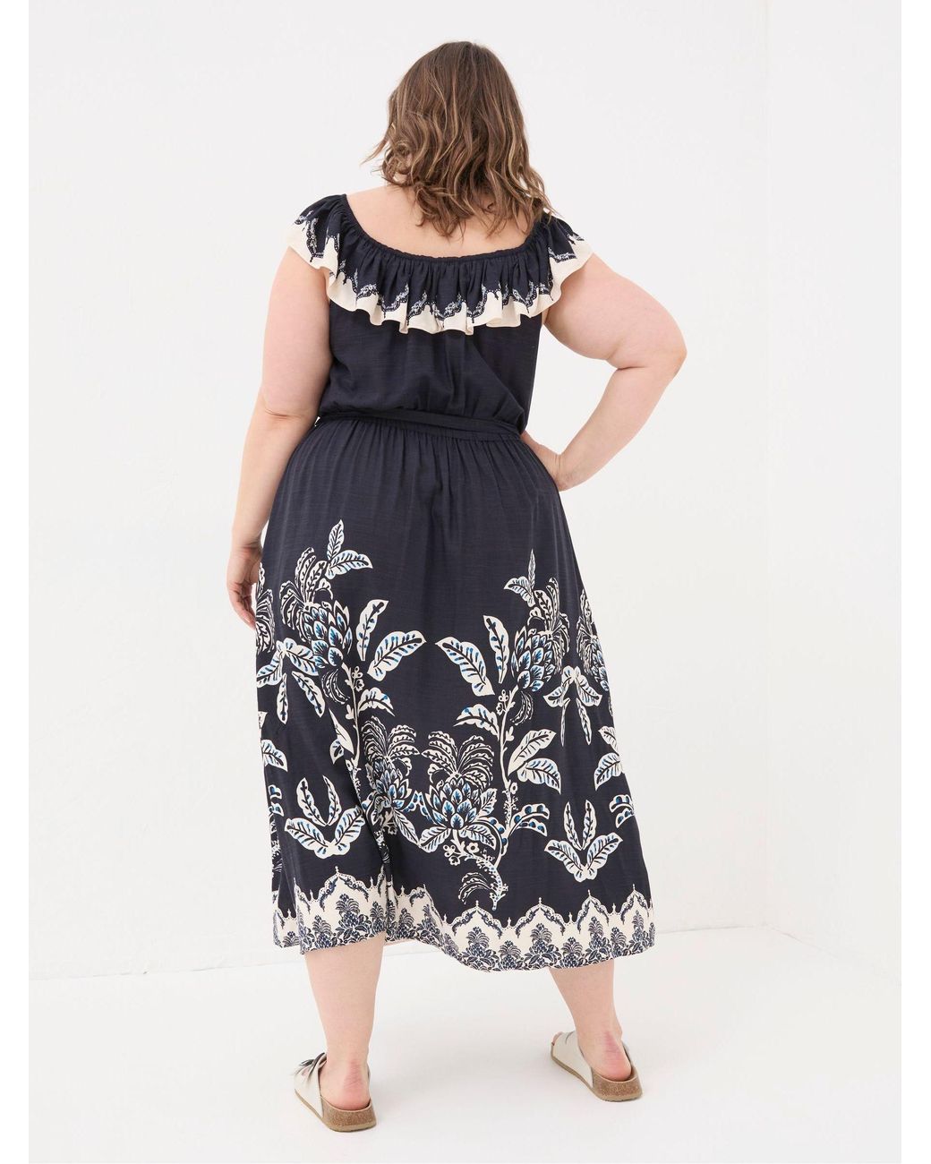 FatFace Blue Ezra Damask Midi Dress