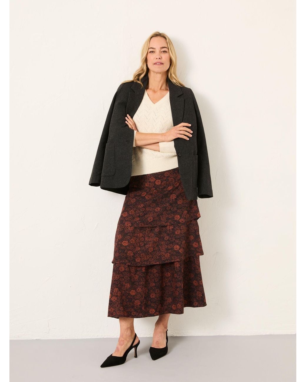 FatFace Brown Tonia Midi Skirt