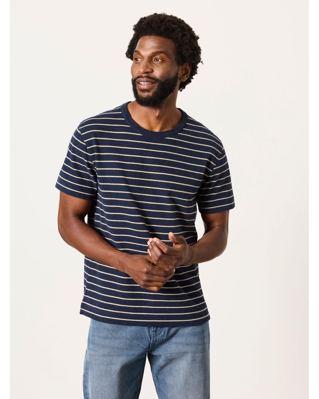 FatFace Blue Short Sleeve Stripe T-Shirt for men
