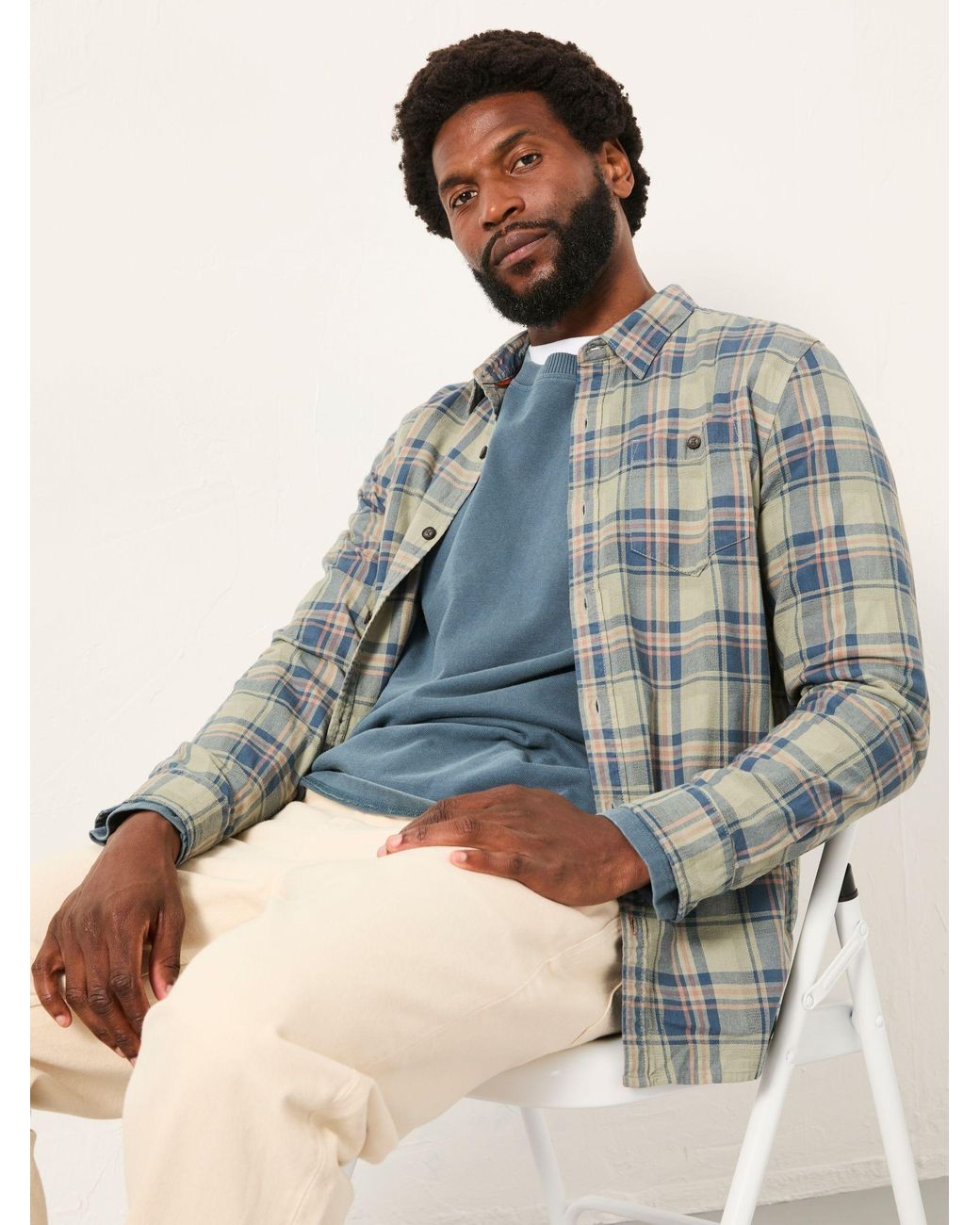 FatFace Brown Trent Long Sleeve Check Shirt for men
